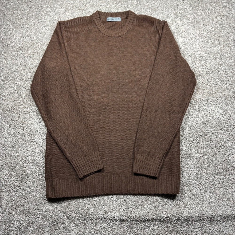 Icebreaker Mens XL Brown 100% Merino Wool Crewneck Knit Sweater 104328210